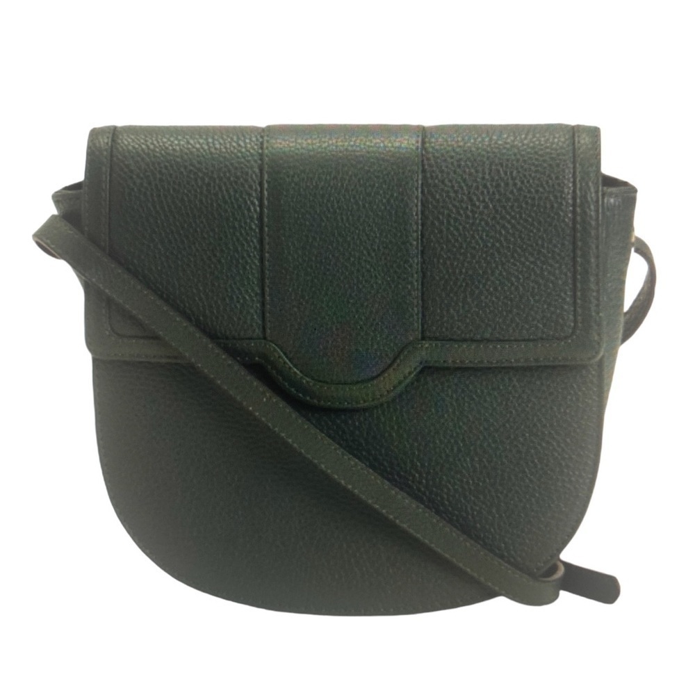 Corder London Dark Hunter Green Pebbled Leather Saddle Shoulder Bag